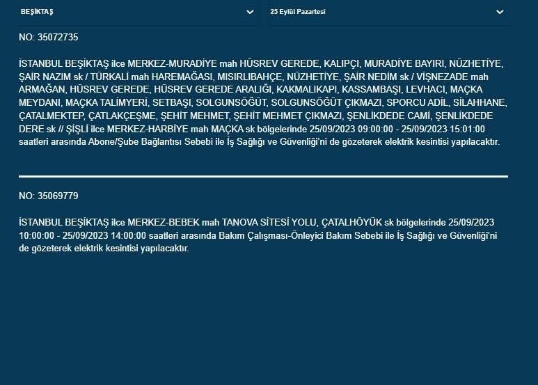 BEDAŞ İstanbul’un 22 ilçesinde elektriklerin kesileceğini duyurdu 16